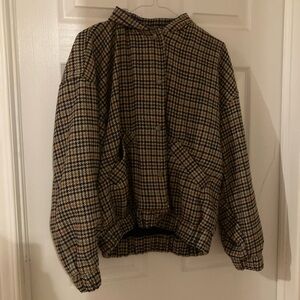 Brown Plaid Bomber Jacket